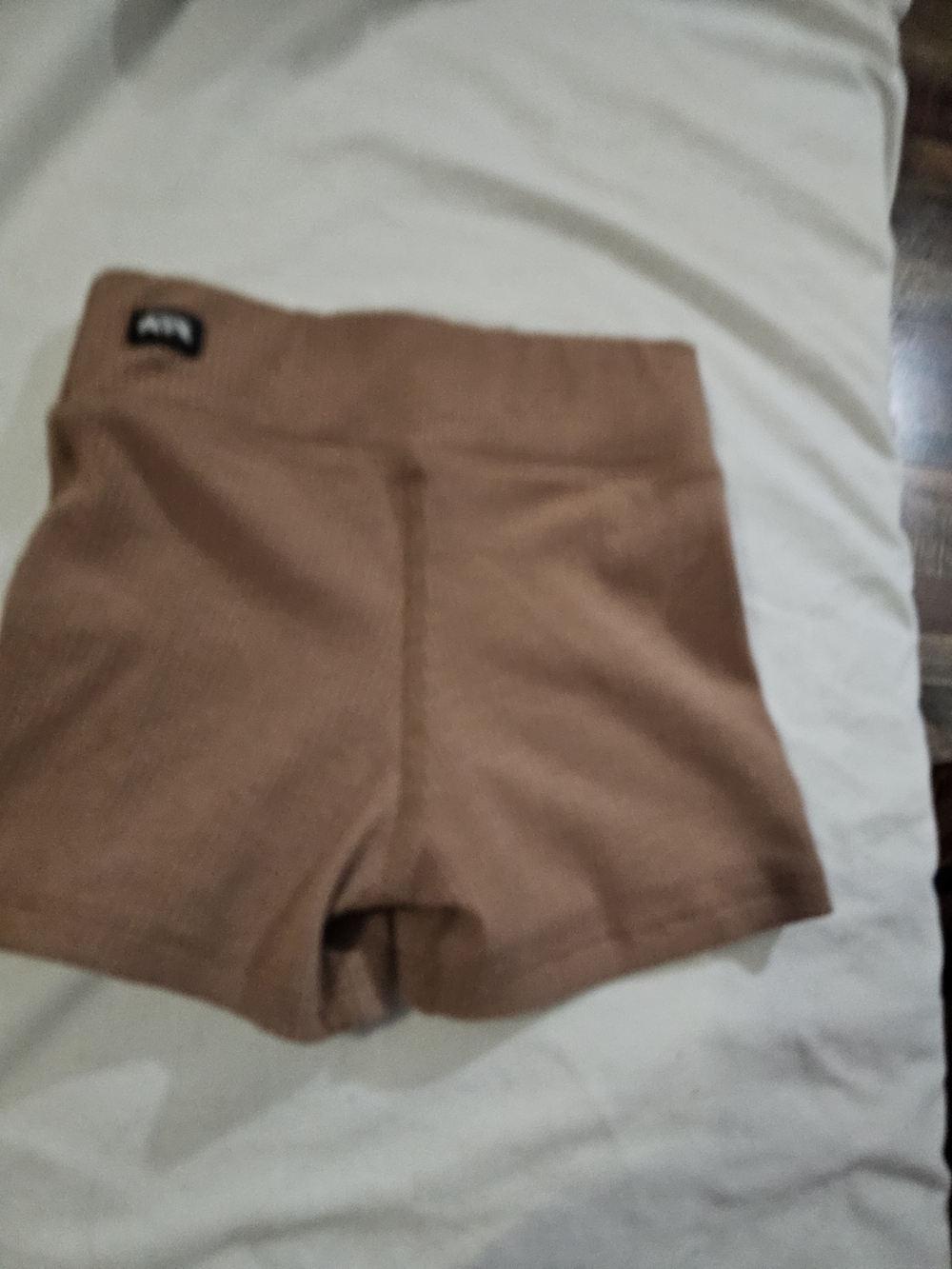Tiger Friday Ribbed High-Waist Shorts in Brown Nude Ylarge